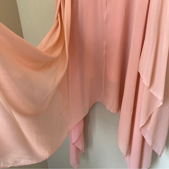 BCBG Maxazira Marilee 100% SILK chiffon high neck dress M peach pink blush CL3 - Picture 13 of 16